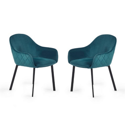 B&Q -  Valencia Premium Teal Velvet Dining ChairsSet Of 2
