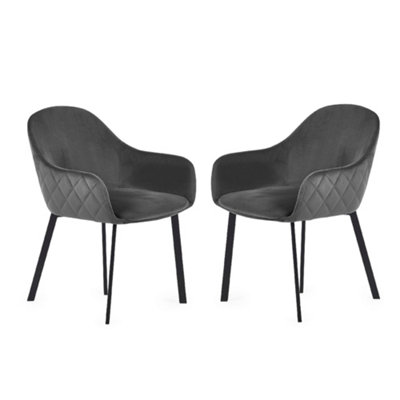 B&Q -  Valencia Premium Grey Velvet Dining ChairsSet Of 2