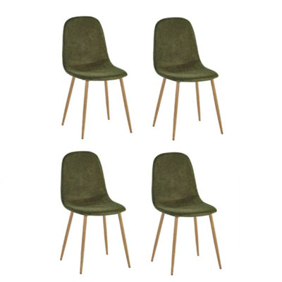 Oakham Alverton Premium Olive Green Chenille Upholstered Dining ChairsSet Of 4 from B&Q