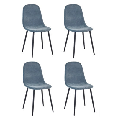 Oakham Alverton Premium Denim Blue Chenille Upholstered Dining ChairsSet Of 4 from B&Q