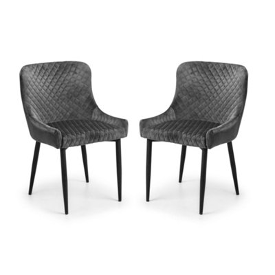 B&Q -  Cromwell Premium Grey Velvet Dining ChairsSet Of 2