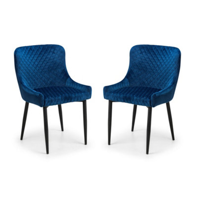 B&Q -  Cromwell Premium Blue Velvet Dining ChairsSet Of 2