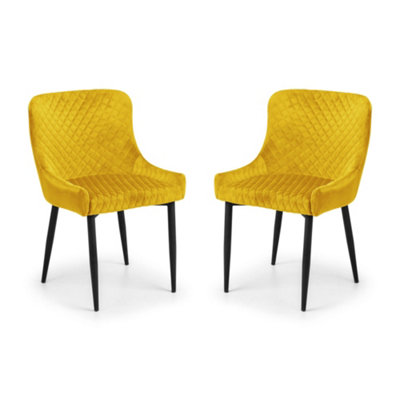 B&Q -  Cromwell Premium Mustard Velvet Dining ChairsSet Of 2