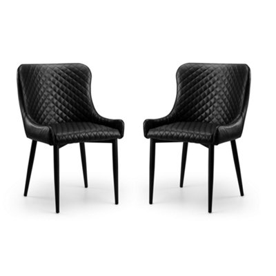 B&Q -  Cromwell Premium Black Faux Leather Dining ChairsSet Of 2