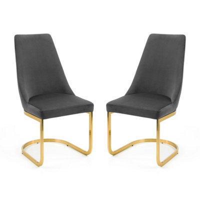 Oakham Westbridge Elegant Grey Cantilever Dining ChairsSet Of 2 from B&Q