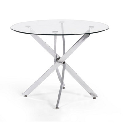 Oakham Premium Aldridge 100Cm Round Glass Dining Table from B&Q