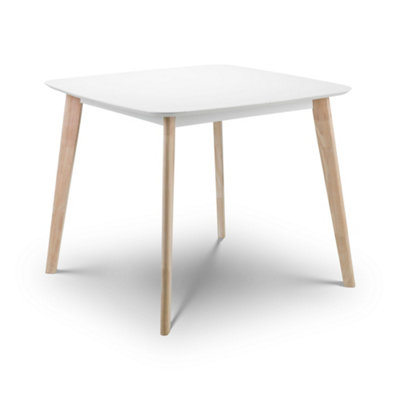 Oakham Premium Portland 90Cm Square Dining TableWhite & Oak from B&Q