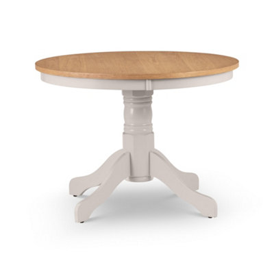Oakham Premium Davenport 106Cm Round Pedestal Dining TableOak & Elephant Grey from B&Q