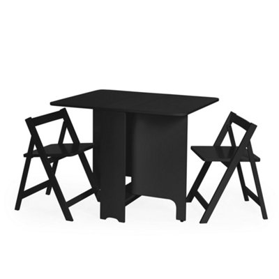 Oakham Premium Gatan 80Cm Small Gateleg Dining Table With 2 ChairsBlack from B&Q