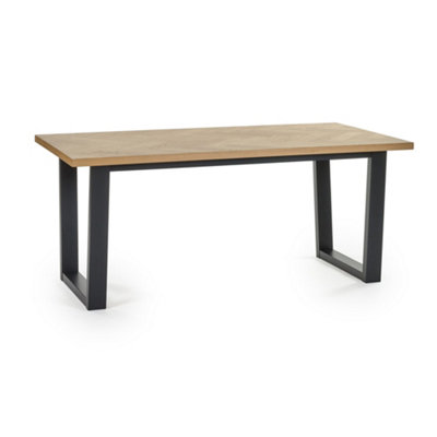 Oakham Premium Hilton 90Cm Oak Veneer Herringbone Dining Table from B&Q