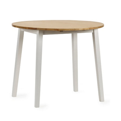 Oakham Premium Linwood 90Cm Round Drop Leaf Dining TableWhite & Natural from B&Q