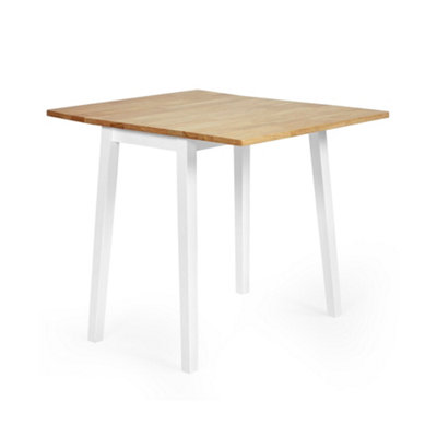 Oakham Premium Linwood 75Cm Drop Leaf Square Extending Dining TableWhite & Oak from B&Q