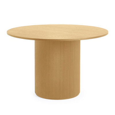 Oakham Premium Louis 120Cm Light Oak Fluted Round Dining Table from B&Q