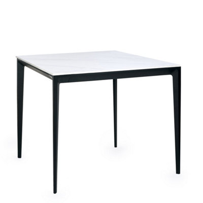 Oakham Premium Marbella 80Cm Square Stone Top Dining TableWhite Marble from B&Q