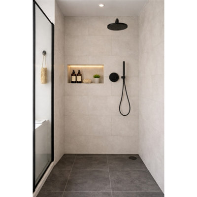 Marlborough Kavian Light Grey Matt Porcelain Wall Tiles (105 Pack15 Box18.6M2 Coverage)ShowerInspired By Natural Limestone from B&Q