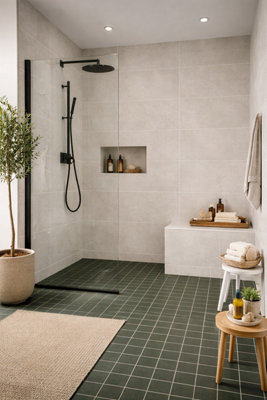 Marlborough Kavian Mid Grey Matt Porcelain Wall Tiles (105 Pack15 Box18.6M2 Coverage)ShowerInspired By Natural Limestone from B&Q