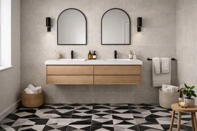 Marlborough Kavian Mid Grey Matt Porcelain Wall Tiles (105 Pack15 Box18.6M2 Coverage)SinkInspired By Natural Limestone from B&Q