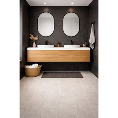 Marlborough Kavian Mid Grey Matt Porcelain Floor Tiles (105 Pack15 Box18.6M2 Coverage)SinkInspired By Natural Limestone from B&Q