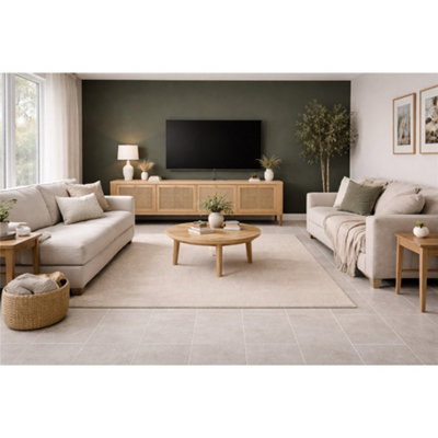 Marlborough Kavian Mid Grey Matt Porcelain Floor Tiles (105 Pack15 Box18.6M2 Coverage)LoungeInspired By Natural Limestone from B&Q