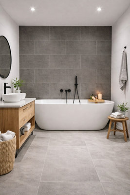 Marlborough Kavian Graphite Matt Porcelain Wall Tiles (105 Pack15 Box18.6M2 Coverage)BathroomInspired By Natural Limestone from B&Q