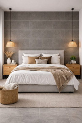 Marlborough Kavian Graphite Matt Porcelain Wall Tiles (105 Pack15 Box18.6M2 Coverage)BedroomInspired By Natural Limestone from B&Q