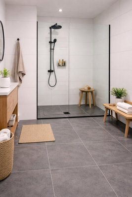 Marlborough Kavian Graphite Matt Porcelain Floor Tiles (105 Pack15 Box18.6M2 Coverage)ShowerInspired By Natural Limestone from B&Q