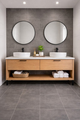 Marlborough Kavian Graphite Matt Porcelain Floor Tiles (105 Pack15 Box18.6M2 Coverage)SinkInspired By Natural Limestone from B&Q
