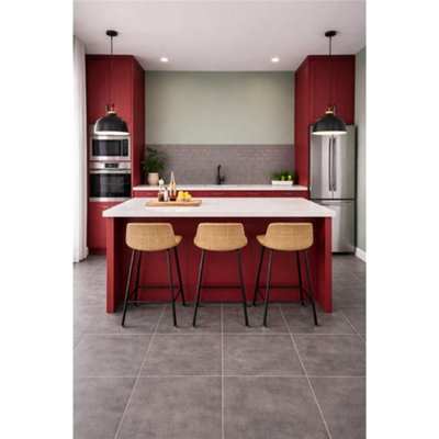 Marlborough Kavian Graphite Matt Porcelain Floor Tiles (105 Pack15 Box18.6M2 Coverage)KitchenInspired By Natural Limestone from B&Q