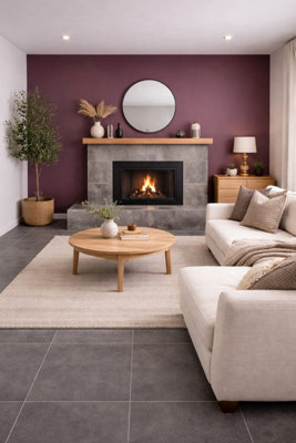 Marlborough Kavian Graphite Matt Porcelain Floor Tiles (105 Pack15 Box18.6M2 Coverage)LoungeInspired By Natural Limestone from B&Q
