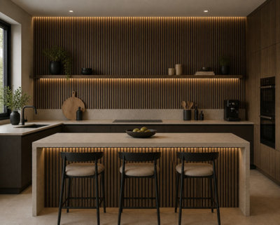 MarlboroughPack Of 13 (Total 13 Units) Acoustic Wood Wall PanelWalnut Lite600mm (W) X 2400mm (L) X 18mm (D)Kitchen from B&Q