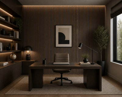 MarlboroughPack Of 16 (Total 16 Units) Acoustic Wood Wall PanelWalnut Lite600mm (W) X 2400mm (L) X 18mm (D)Study from B&Q