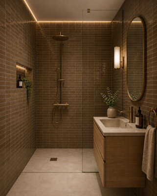 Marlborough Calviro Bronze Gloss Tiles (360 Pack10 Box5.2M2 Coverage)ShowerInspired By European Ceramic Design. from B&Q