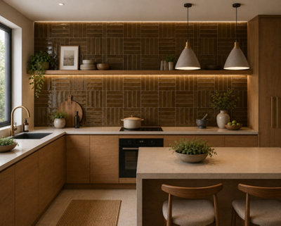 Marlborough Calviro Bronze Gloss Tiles (108 Pack3 Box1.56M2 Coverage)KitchenInspired By European Ceramic Design. from B&Q