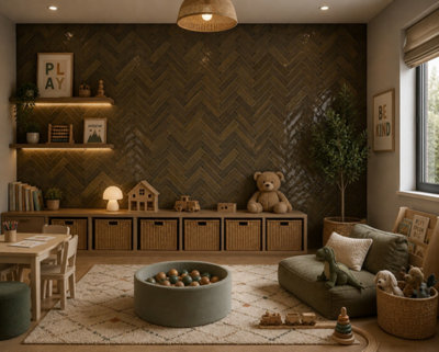 Marlborough Calviro Bronze Gloss Tiles (360 Pack10 Box5.2M2 Coverage)PlayroomInspired By European Ceramic Design. from B&Q