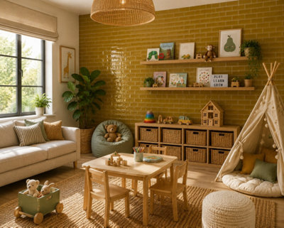 Marlborough Calviro Ochre Gloss Tiles (540 Pack15 Box7.8M2 Coverage)PlayroomInspired By European Ceramic Design. from B&Q