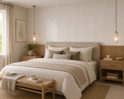 B&Q -  Calviro Antique White Gloss Tiles (36 Pack1 Box0.52M2 Coverage)Bedroom Inspired By European Ceramic Design.