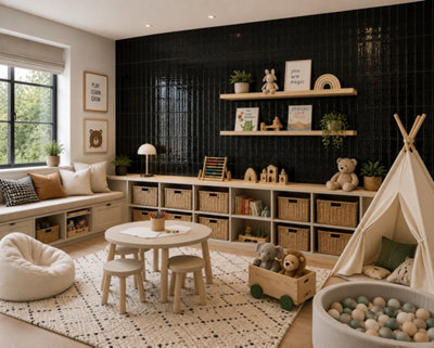 Marlborough Calviro Liquorice Gloss Tiles (108 Pack3 Box1.56M2 Coverage)PlayroomInspired By European Ceramic Design. from B&Q