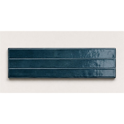 Marlborough Calviro Flute Ink Blue Gloss Tiles (36 Pack1 Box0.52M2 Coverage)TileInspired By European Ceramic Design. from B&Q