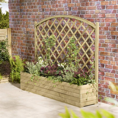 B&Q -  Premium Richmond Trough Planter With Lattice1.8M