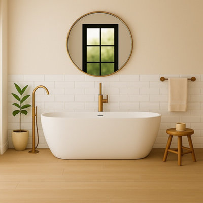 Marlborough White Gloss Metro Tiles (250 Pack-5 Box-5M2 Coverage)-Bath-Premium Ceramic Wall Finish-Inspired By Nyc Subway & Soho Style from B&Q