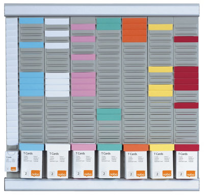 Nobo T-Card Office Planner KitWall Mount7 Columns & 24 SlotsSize 2Includes T-Cards In Assorted Colours & Index Column from B&Q