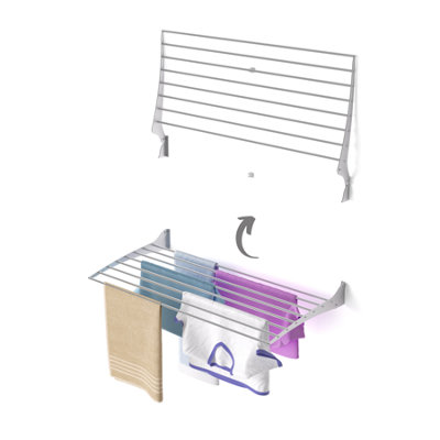 B&Q -  Fold 102 Cm GreyWall-Mounted Laundry AirerFolding Drying System