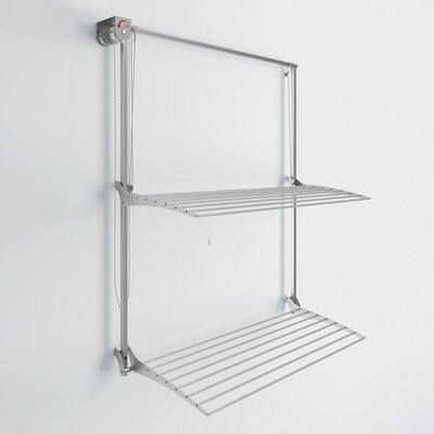 B&Q -  Wall Plus 88 Cm GreyWall-Mounted Clothes AirerVertical Clothes Drying RackExtra Drying Space