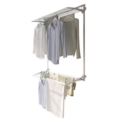 B&Q -  Wall Plus 128 Cm GreyWall-Mounted AirerCompact Clothes Drying SolutionHeavy-Duty 20Kg Capacity
