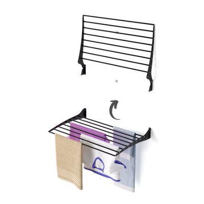 Foxydry Fold 82 Cm BlackWall-Mounted Clothes AirerFolding Drying System