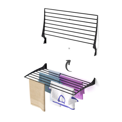 Foxydry Fold 102 Cm BlackWall-Mounted Laundry AirerSpace-Saving Drying Rack