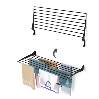 Foxydry Fold 116 Cm BlackWall-Mounted Clothes DryerCompact Drying Solution