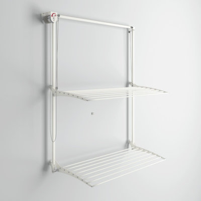 Foxydry Wall Plus 108 Cm WhiteWall-Mounted Laundry RackSpace-Saving Wall DryerAdjustable Height