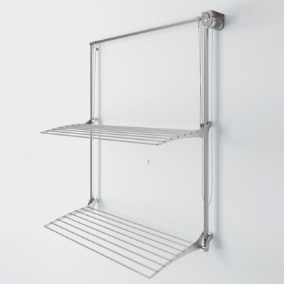 B&Q -  Wall Plus 108 Cm GreyWall-Mounted Laundry RackAdjustable HeightRight-Hand Clutch