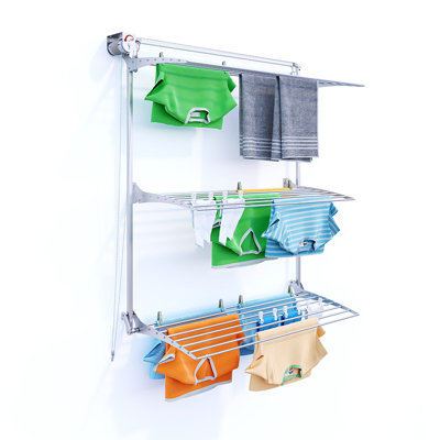 Foxydry Tower 128 Cm GreyHeavy-Duty Clothes Airer With Foldable RacksRust-Resistant Frame & Large Capacity